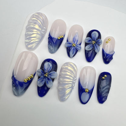 3D flower nails/custom press on nails/party press on nails/Flakes for nails/Beautiful nails gift/nail art/Long nails/Almond nails