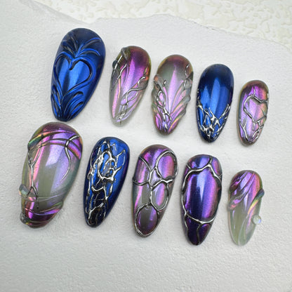 Handmade nails/custom press on nails/party press on nails/Flakes for nails/Beautiful nails gift/nail art/Long nails/Almond nails
