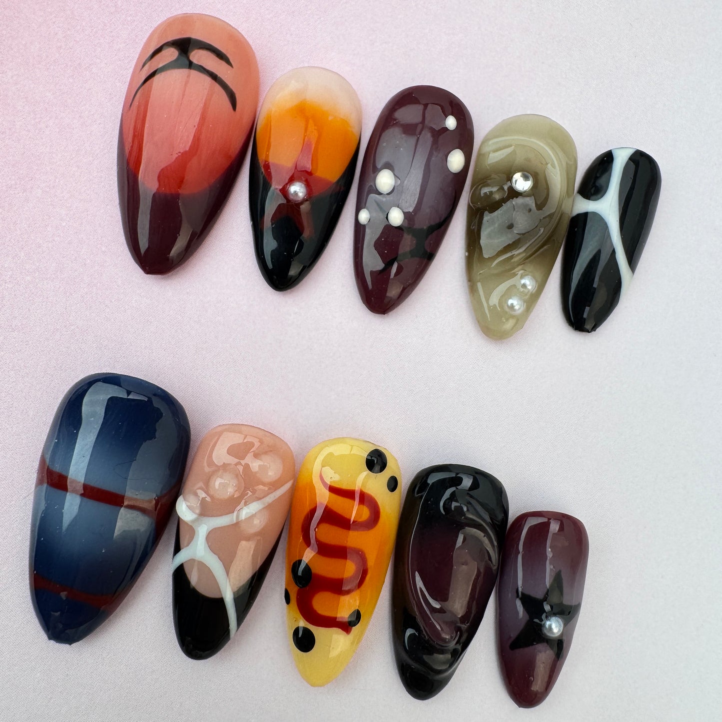 3D nature Nails/custom press on nails/party press on nails/Flakes for nails/ nails gift/simple/beautiful nails/Almond nails