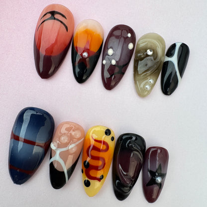 3D nature Nails/custom press on nails/party press on nails/Flakes for nails/ nails gift/simple/beautiful nails/Almond nails
