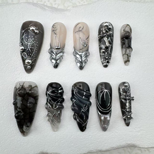 3D nails/custom press on nails/party press on nails/Flakes for nails/Beautiful nails gift/nail art/Long nails/Almond nails