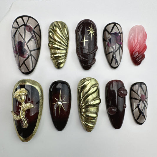 3D nails/custom press on nails/party press on nails/Flakes for nails/Beautiful nails gift/nail art/Long nails/Almond nails-28