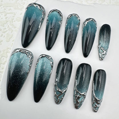 Handmade nails/custom press on nails/party press on nails/Flakes for nails/Beautiful nails gift/nail art/Long nails/Almond nails