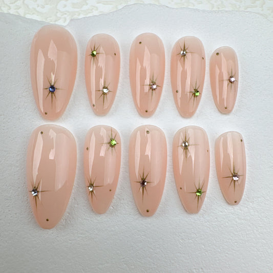 Handmade nails/custom press on nails/party press on nails/Flakes for nails/Beautiful nails gift/nail art/Long nails/Almond nails