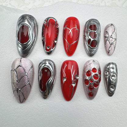 Handmade nails/custom press on nails/party press on nails/Flakes for nails/Beautiful nails gift/nail art/Long nails/Almond nails