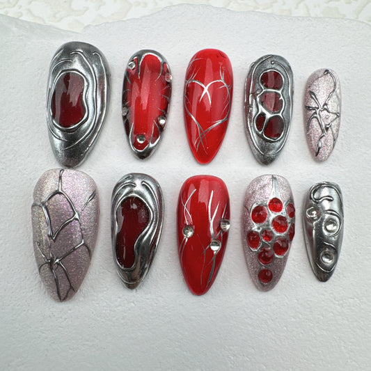 Handmade nails/custom press on nails/party press on nails/Flakes for nails/Beautiful nails gift/nail art/Long nails/Almond nails