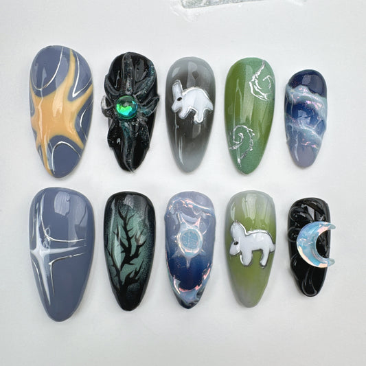 Handmade Nails/custom press on nails/party press on nails/Flakes for nails/Beautiful nails gift/nail art/Long nails/Almond nails