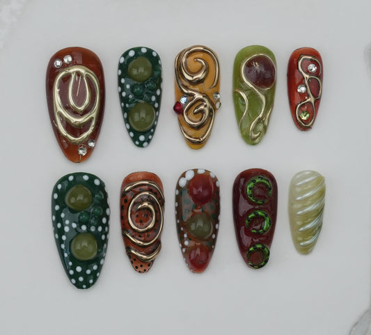 Handmade nails/custom press on nails/party press on nails/Flakes for nails/Beautiful nails gift/nail art/Long nails/Almond nails
