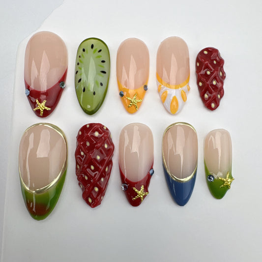 Handmade nails/custom press on nails/party press on nails/Flakes for nails/Beautiful nails gift/nail art/Long nails/Almond nails