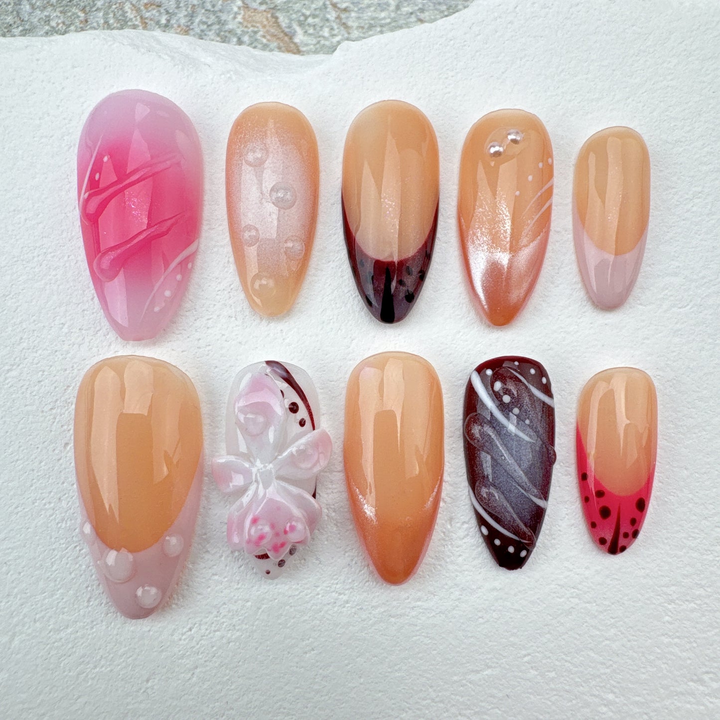 3D flower Nails/custom press on nails/party press on nails/Flakes for nails/Beautiful nails gift/nail art/Long nails/Almond nails