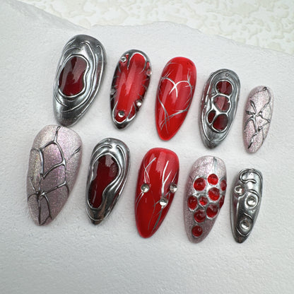 Handmade nails/custom press on nails/party press on nails/Flakes for nails/Beautiful nails gift/nail art/Long nails/Almond nails