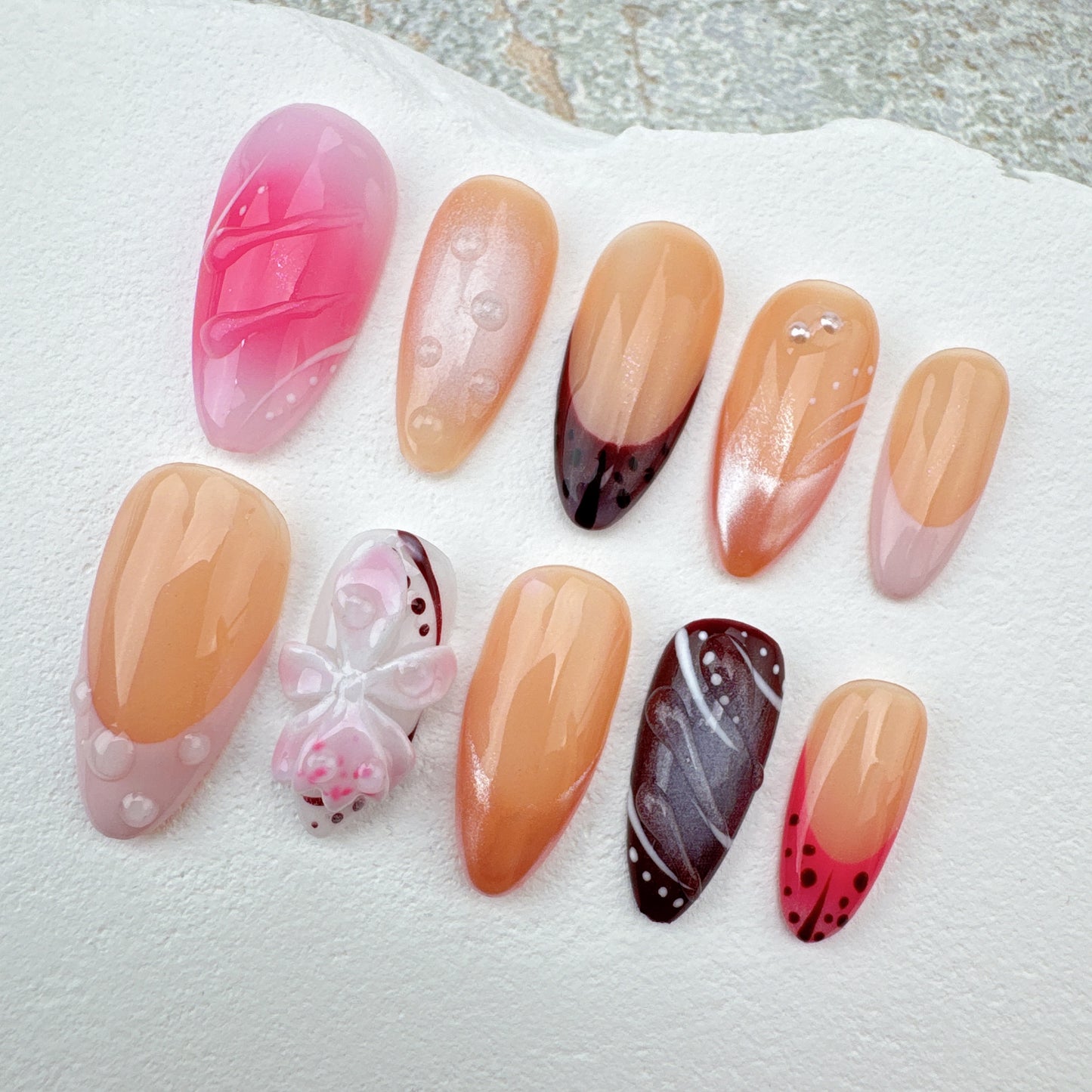 3D flower Nails/custom press on nails/party press on nails/Flakes for nails/Beautiful nails gift/nail art/Long nails/Almond nails