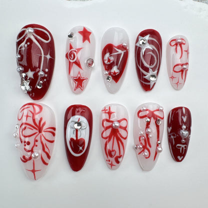Handmade Nails/custom press on nails/party press on nails/Flakes for nails/Beautiful nails gift/nail art/Long nails/Almond nails