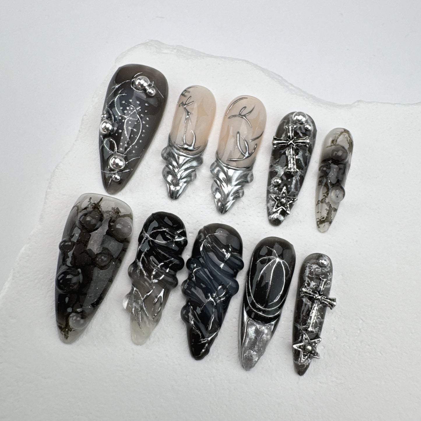 3D nails/custom press on nails/party press on nails/Flakes for nails/Beautiful nails gift/nail art/Long nails/Almond nails