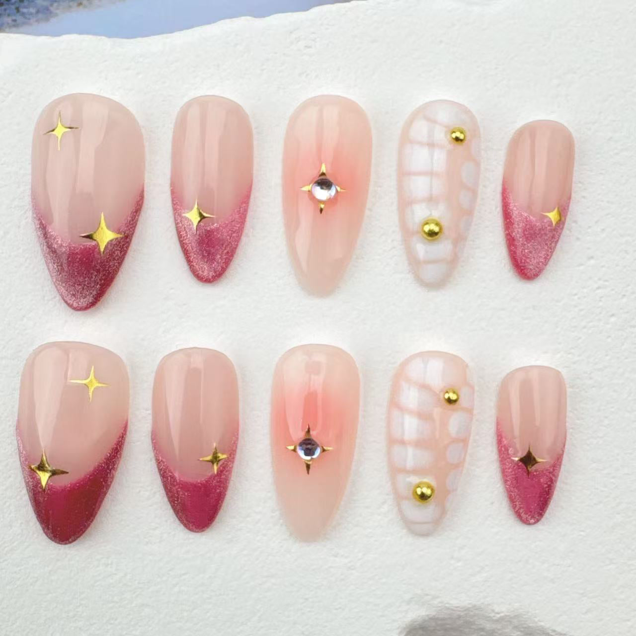 3D Handmade Nails/custom press on nails/party press on nails/Flakes for nails/Beautiful nails gift/nail art/Long nails/Almond nails