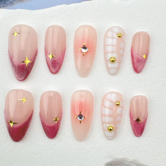 3D Handmade Nails/custom press on nails/party press on nails/Flakes for nails/Beautiful nails gift/nail art/Long nails/Almond nails