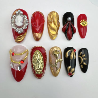 3D nails/custom press on nails/party press on nails/Flakes for nails/Beautiful nails gift/nail art/Long nails/Almond nails