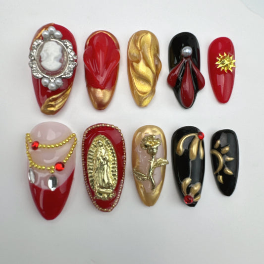 3D nails/custom press on nails/party press on nails/Flakes for nails/Beautiful nails gift/nail art/Long nails/Almond nails