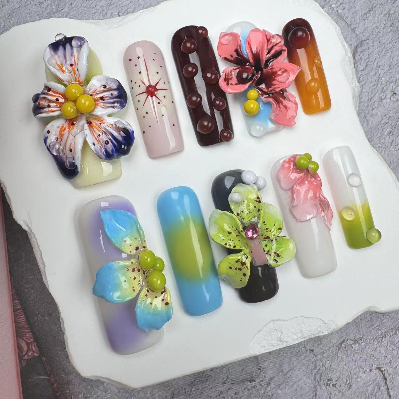 3D Nails/custom press on nails/party press on nails/Flakes for nails/wedding nails gift/Japanese nails/Long nails/Almond nails