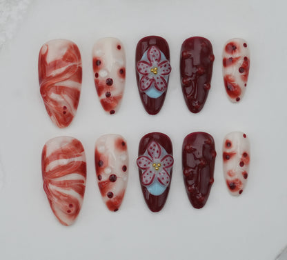 Handmade nails/custom press on nails/party press on nails/Flakes for nails/Beautiful nails gift/nail art/Long nails/Almond nails