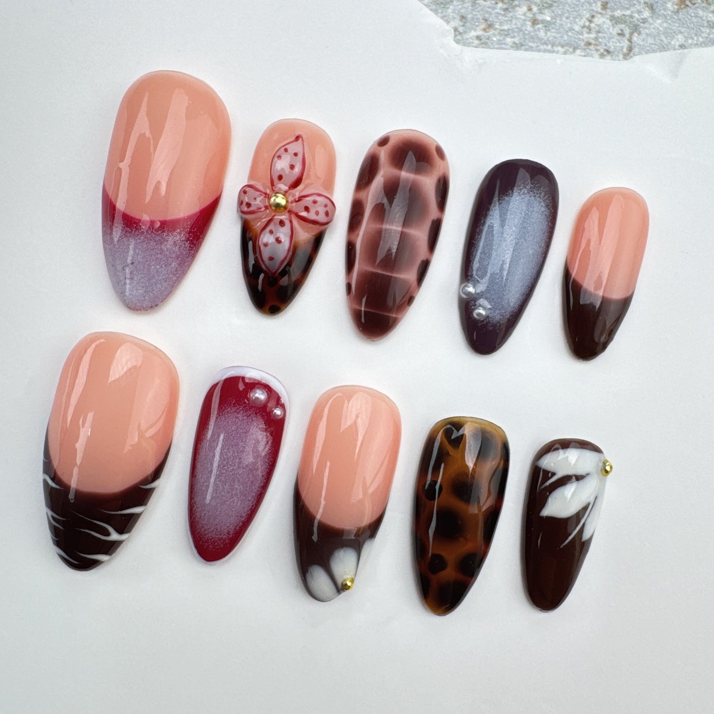 3d flower Nails/custom press on nails/party press on nails/Flakes for nails/Beautiful nails gift/nail art/Long nails/Almond nails
