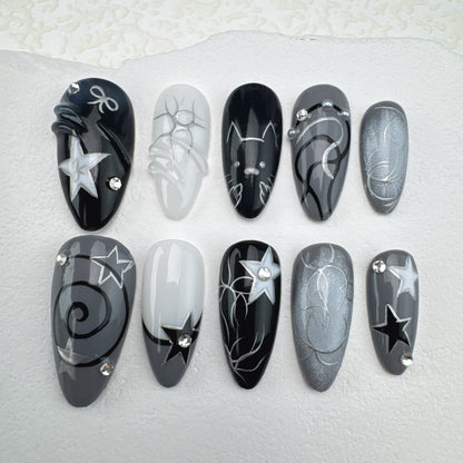 Handmade nails/custom press on nails/party press on nails/Flakes for nails/Beautiful nails gift/nail art/Long nails/Almond nails