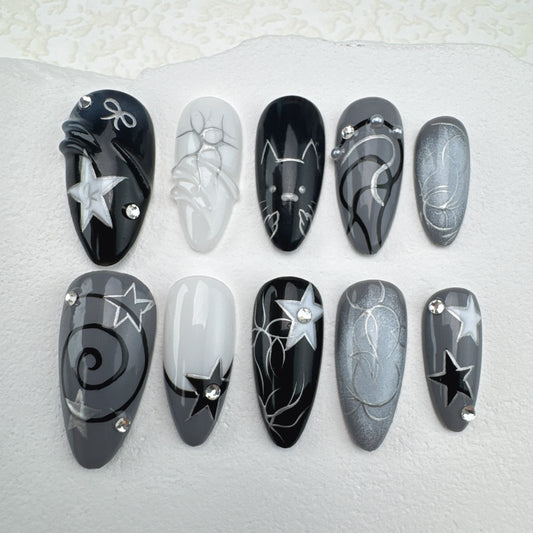 Handmade nails/custom press on nails/party press on nails/Flakes for nails/Beautiful nails gift/nail art/Long nails/Almond nails