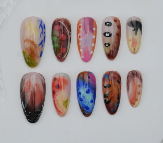 Handmade nails/custom press on nails/party press on nails/Flakes for nails/Beautiful nails gift/nail art/Long nails/Almond nails