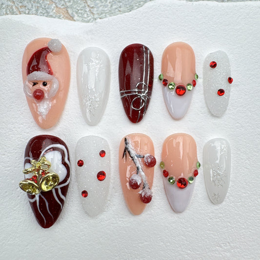 Handmade Nails/custom press on nails/party press on nails/Flakes for nails/Beautiful nails gift/nail art/Long nails/Almond nails