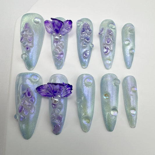 3D nails/custom press on nails/party press on nails/Flakes for nails/Beautiful nails gift/nail art/Long nails/Almond nails