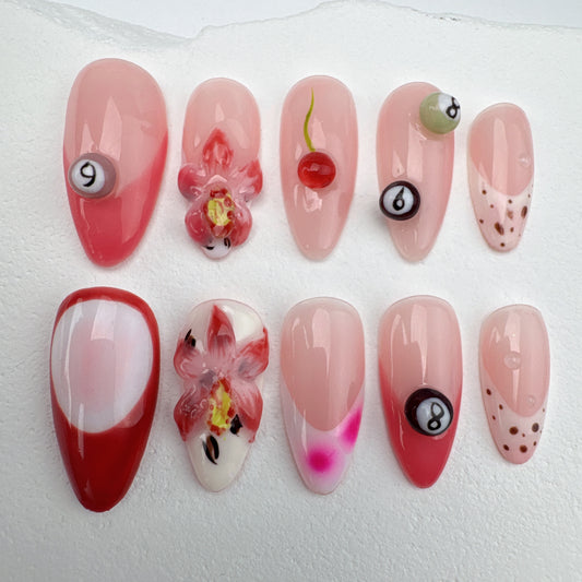 3D nails/custom press on nails/party press on nails/Flakes for nails/Beautiful nails gift/nail art/Long nails/Almond nails