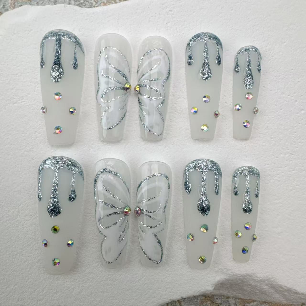 3D Handmade Nails/custom press on nails/party press on nails/Flakes for nails/Beautiful nails gift/nail art/Long nails/Almond nails