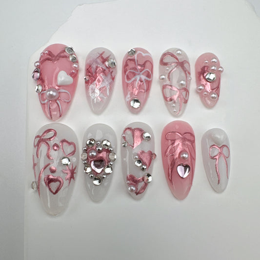Handmade nails/custom press on nails/party press on nails/Flakes for nails/Beautiful nails gift/nail art/Long nails/Almond nails