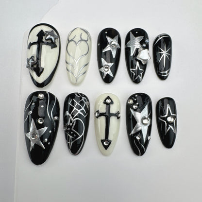3D nails/custom press on nails/party press on nails/Flakes for nails/Beautiful nails gift/nail art/Long nails/Almond nails