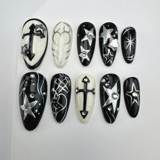 3D nails/custom press on nails/party press on nails/Flakes for nails/Beautiful nails gift/nail art/Long nails/Almond nails