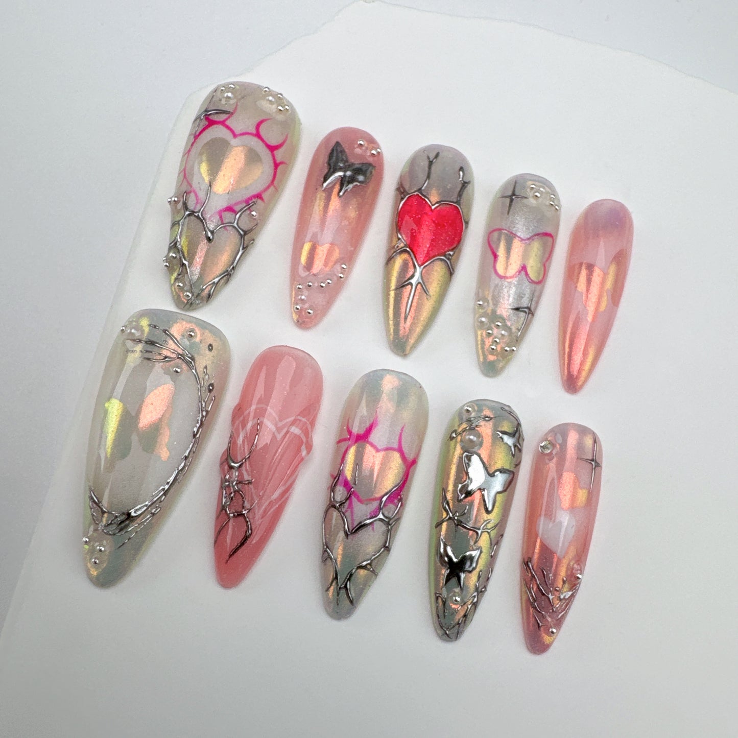 Handmade nails/custom press on nails/party press on nails/Flakes for nails/Beautiful nails gift/nail art/Long nails/Almond nails