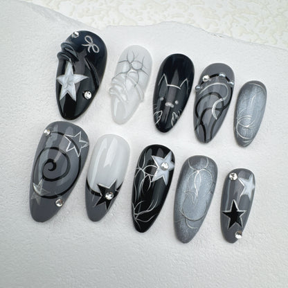 Handmade nails/custom press on nails/party press on nails/Flakes for nails/Beautiful nails gift/nail art/Long nails/Almond nails