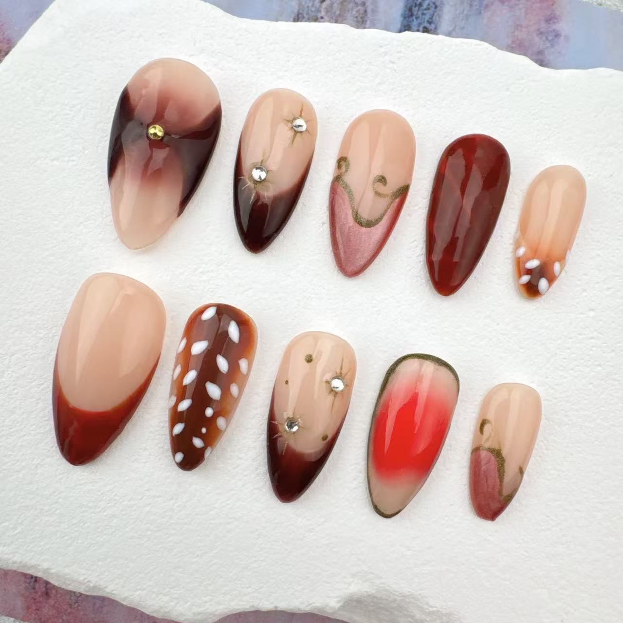 3D Handmade Nails/custom press on nails/party press on nails/Flakes for nails/Beautiful nails gift/nail art/Long nails/Almond nails