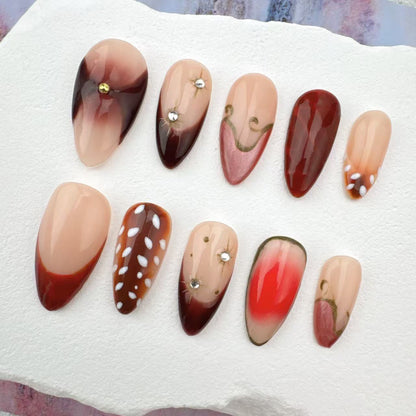 3D Handmade Nails/custom press on nails/party press on nails/Flakes for nails/Beautiful nails gift/nail art/Long nails/Almond nails