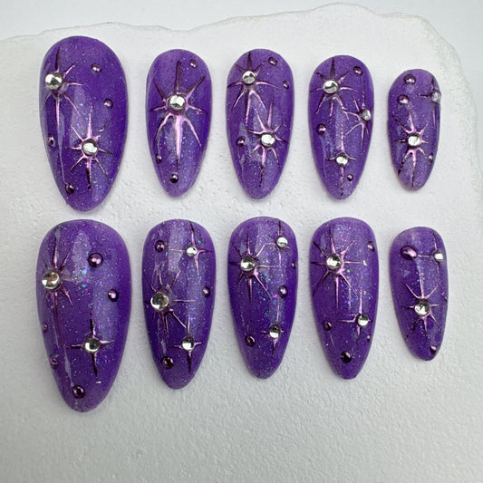 Handmade nails/custom press on nails/party press on nails/Flakes for nails/Beautiful nails gift/nail art/Long nails/Almond nails