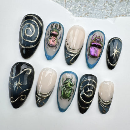 3D nails/custom press on nails/party press on nails/Flakes for nails/Beautiful nails gift/nail art/Long nails/Almond nails-16