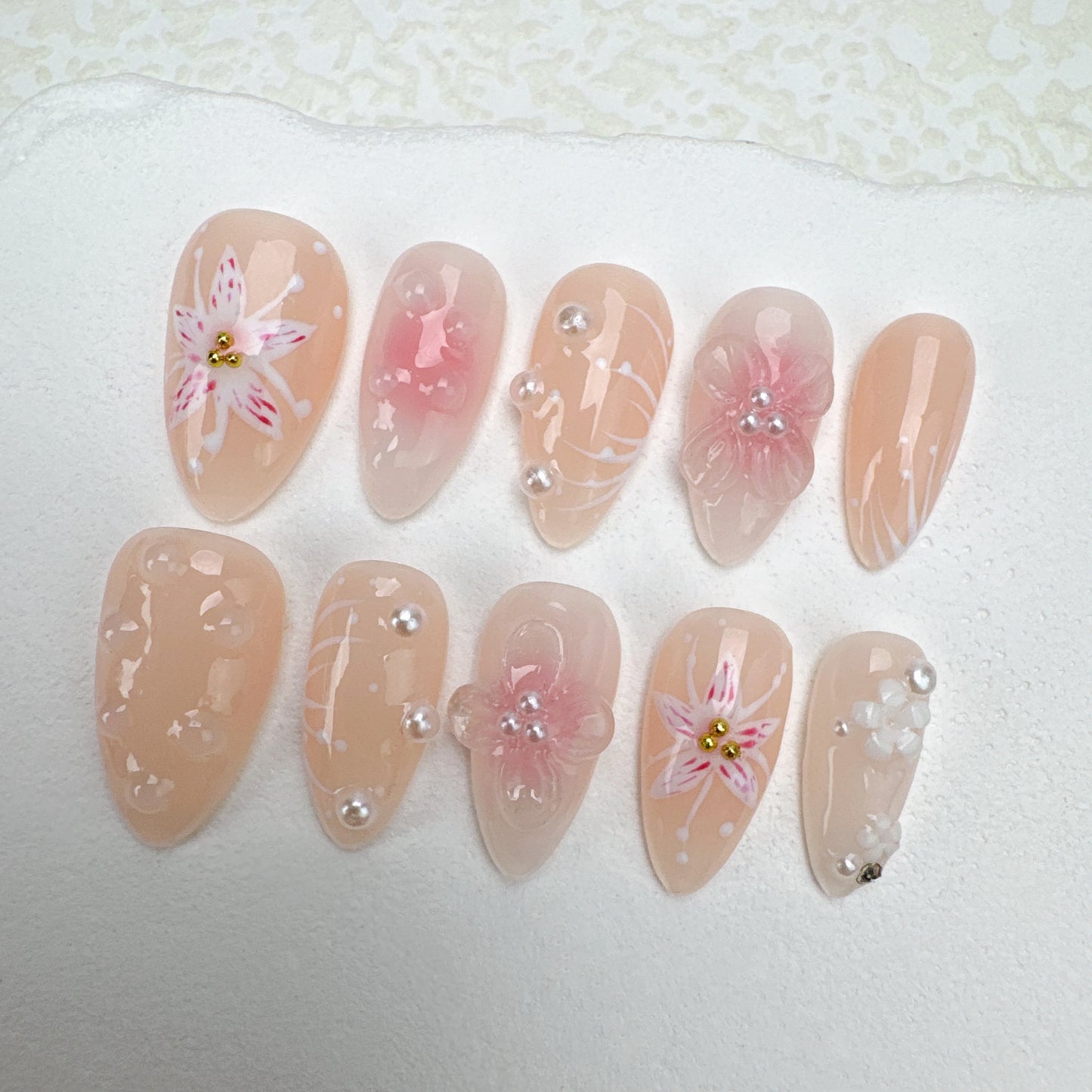 Handmade nails/custom press on nails/party press on nails/Flakes for nails/Beautiful nails gift/nail art/Long nails/Almond nails-24