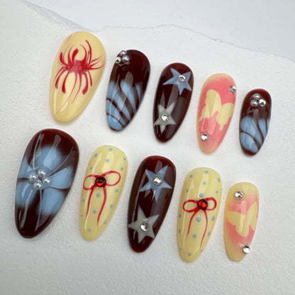 Handmade nails/custom press on nails/party press on nails/Flakes for nails/Beautiful nails gift/nail art/Long nails/Almond nails