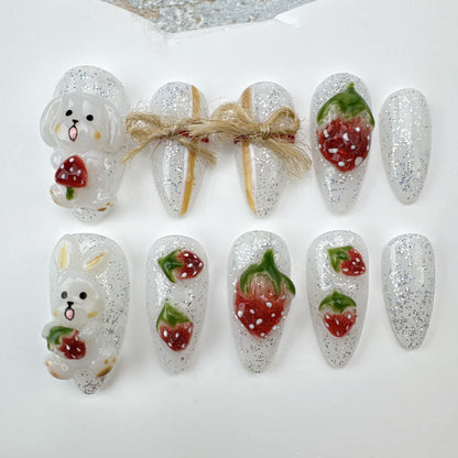 3D nails/custom press on nails/party press on nails/Flakes for nails/Beautiful nails gift/nail art/Long nails/Almond nails