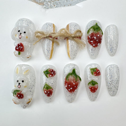 3D nails/custom press on nails/party press on nails/Flakes for nails/Beautiful nails gift/nail art/Long nails/Almond nails