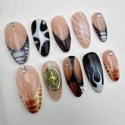 Handmade nails/custom press on nails/party press on nails/Flakes for nails/Beautiful nails gift/nail art/Long nails/Almond nails