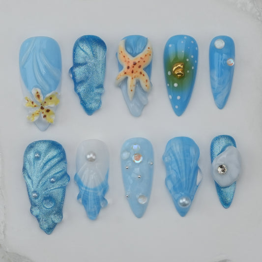 Handmade nails/custom press on nails/party press on nails/Flakes for nails/Beautiful nails gift/nail art/Long nails/Almond nails