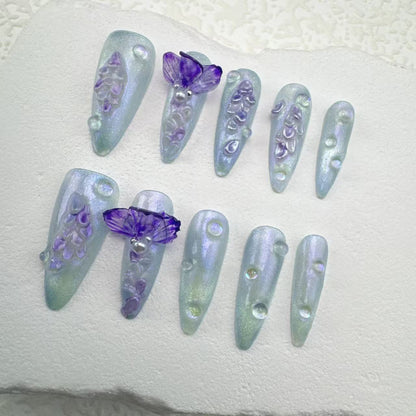 3D nails/custom press on nails/party press on nails/Flakes for nails/Beautiful nails gift/nail art/Long nails/Almond nails