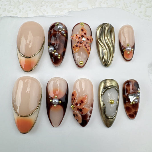 3D nails/custom press on nails/party press on nails/Flakes for nails/Beautiful nails gift/nail art/Long nails/Almond nails