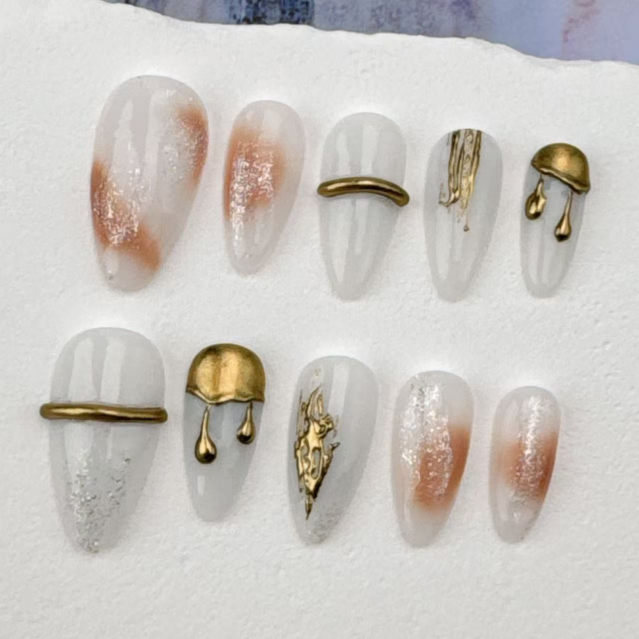 3D Handmade Nails/custom press on nails/party press on nails/Flakes for nails/Beautiful nails gift/nail art/Long nails/Almond nails